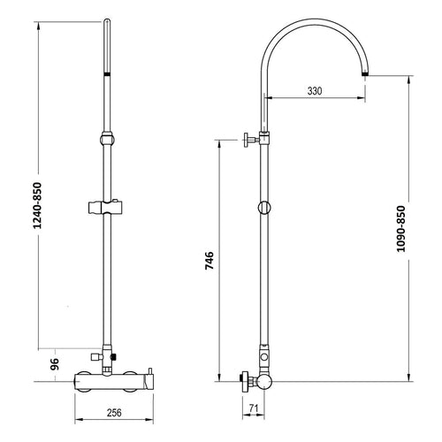 Colonna doccia C37 regolabile con termostatico TM3C