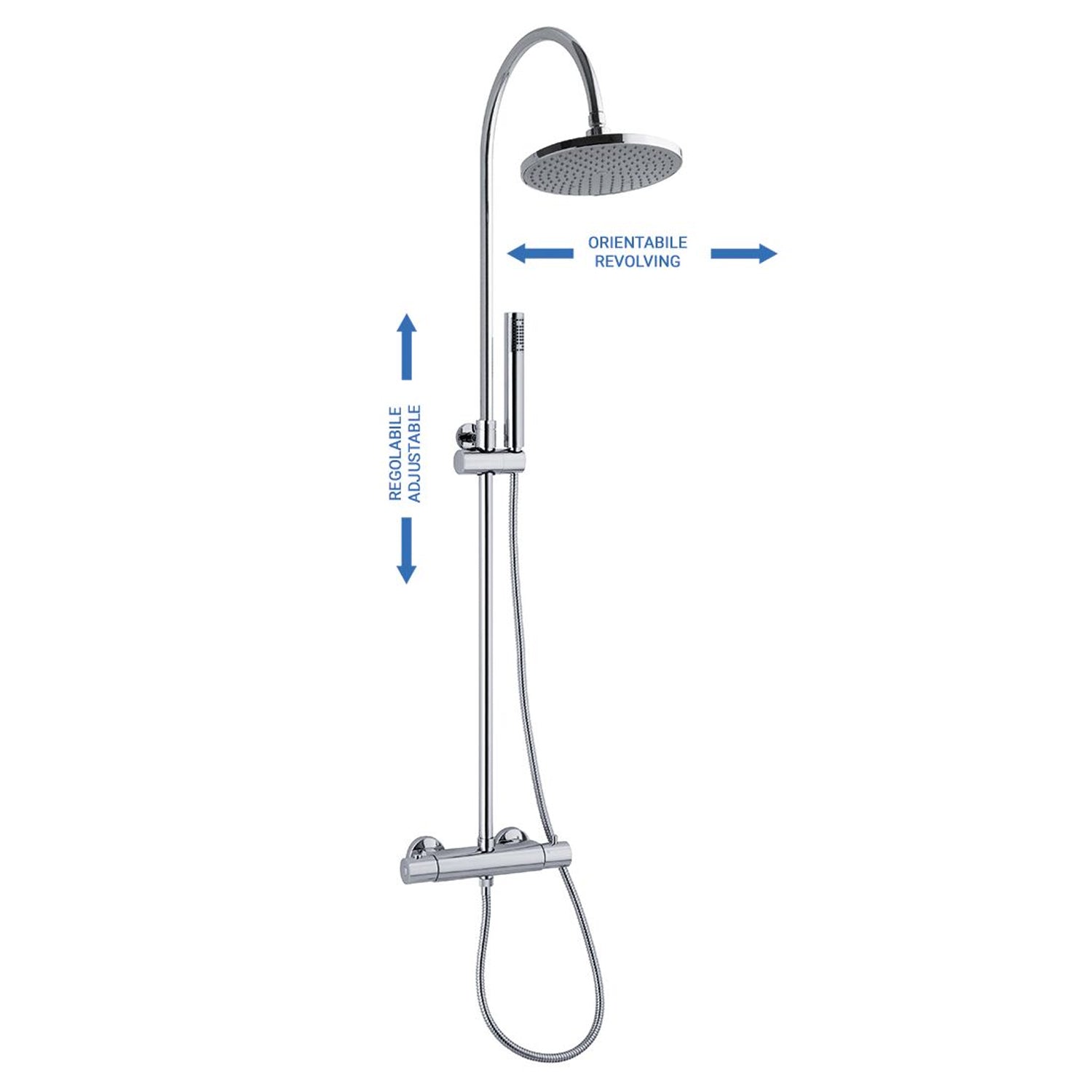 Colonna doccia C37 regolabile con termostatico TM3C e soffione 22cm