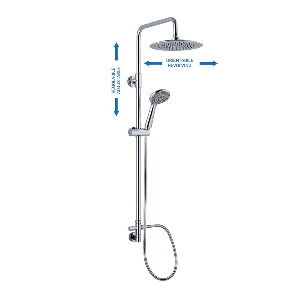 Colonna doccia C15 regolabile con presa acqua a muro e soffione 25cm