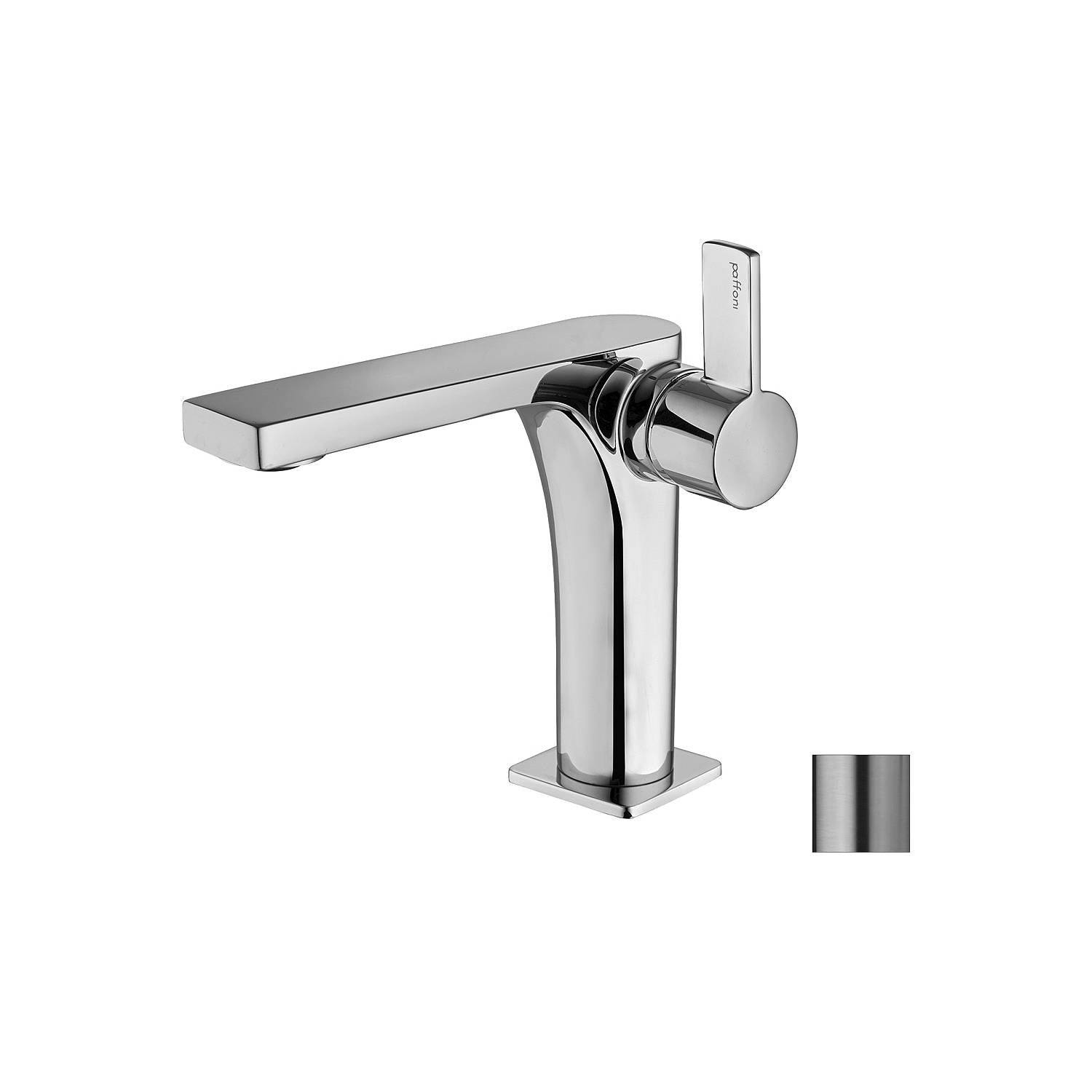 Miscelatore lavabo senza scarico serie Rock modello RO071ST steel looking Paffoni