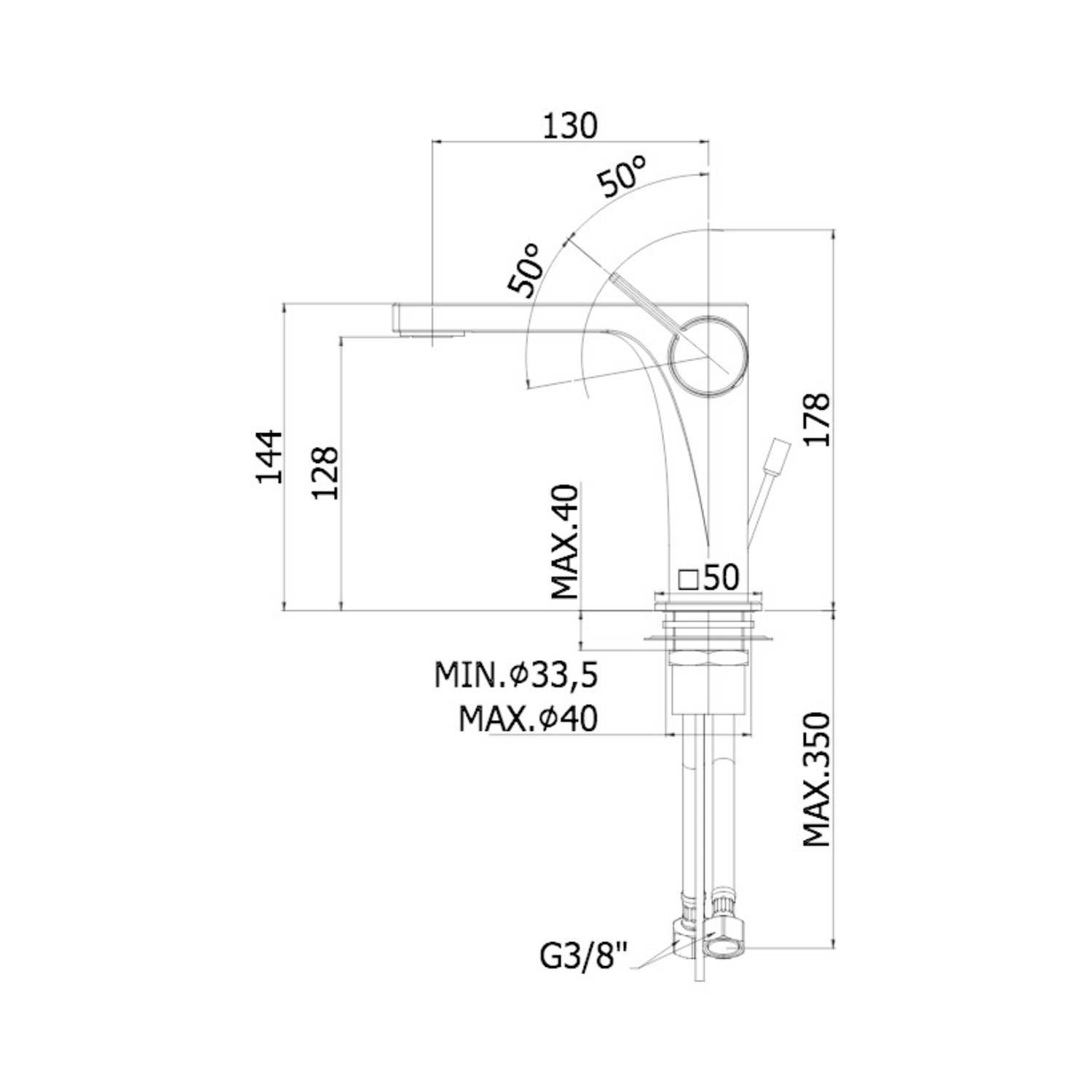 Miscelatore lavabo senza scarico serie Rock modello RO071ST steel looking Paffoni
