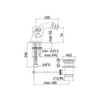 Monoforo bidet Retrò con scarico automatico Paffoni serie Viola - Cromo/Gold finish