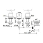 Batteria bidet 3 fori con scarico automatico serie Quattro modello QTV116CR cromo Paffoni