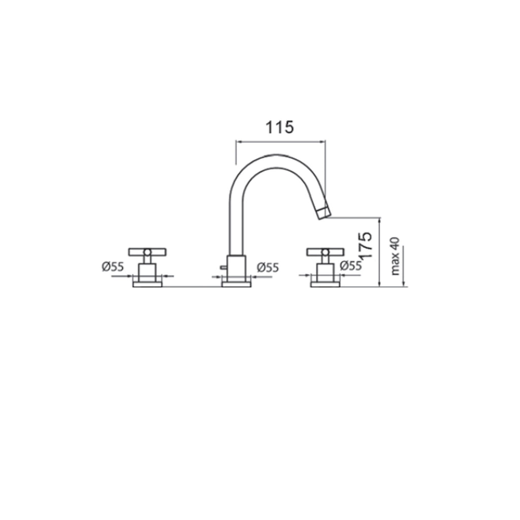 Kit miscelatori lavabo+bidet+doccia in ottone cromato collezione Sirio Keller Taps