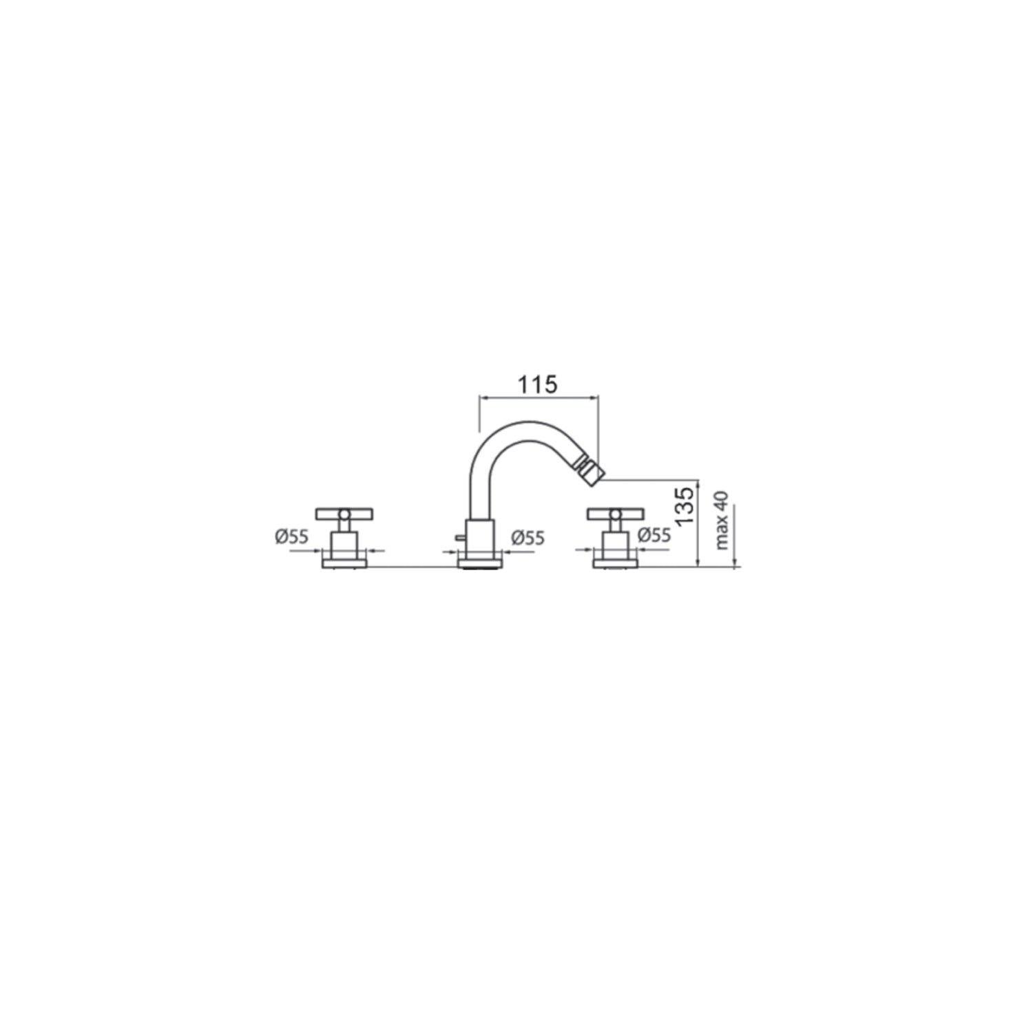 Kit miscelatori lavabo+bidet+doccia in ottone cromato collezione Sirio Keller Taps