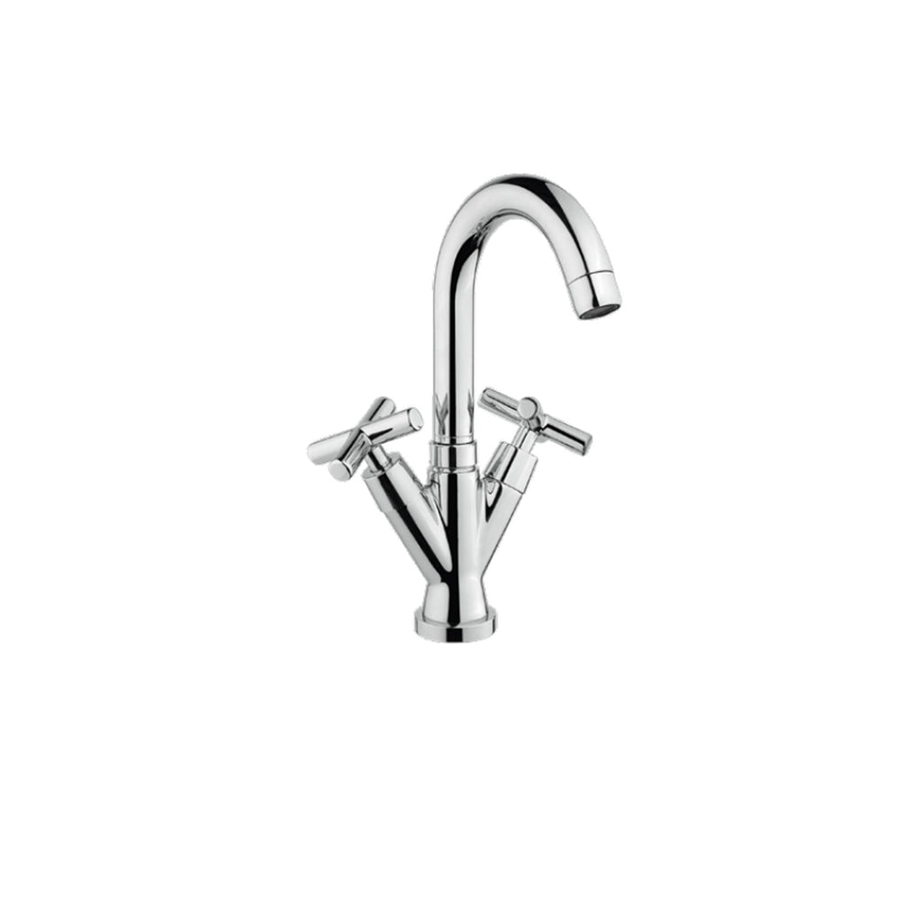 Kit miscelatori lavabo+bidet+doccia in ottone cromato collezione Sirio Keller Taps - rubinetti lavabo e bidet collo alto