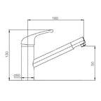Rubinetto miscelatore monocomando cromato per lavabo con doccia estraibile RubiFlux Blu 2.0