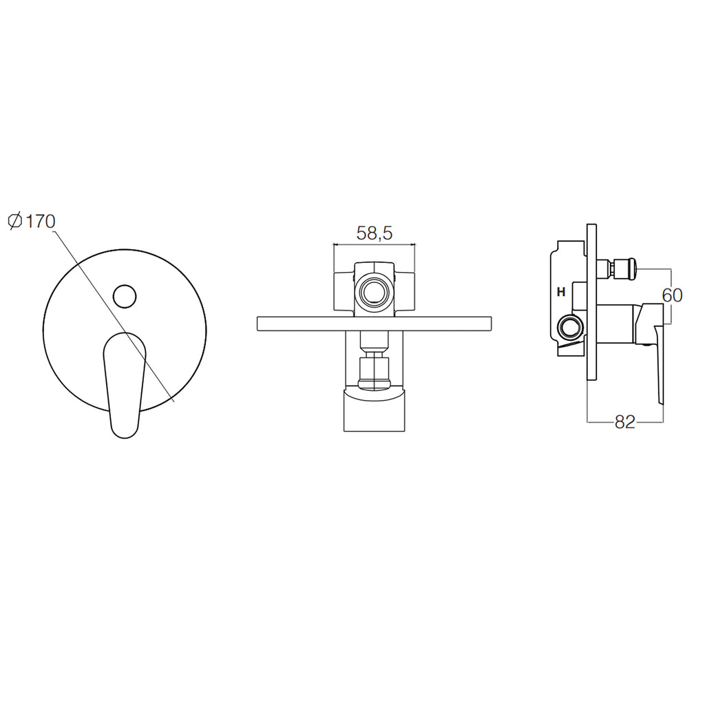 Rubinetto miscelatore monocomando incasso doccia 2 uscite RubiFlux Pink 2.0 - Nero Opaco