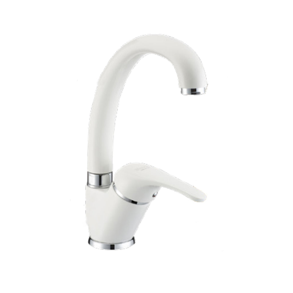Miscelatore monocomando lavabo cucina con bocca girevole bianco opaco