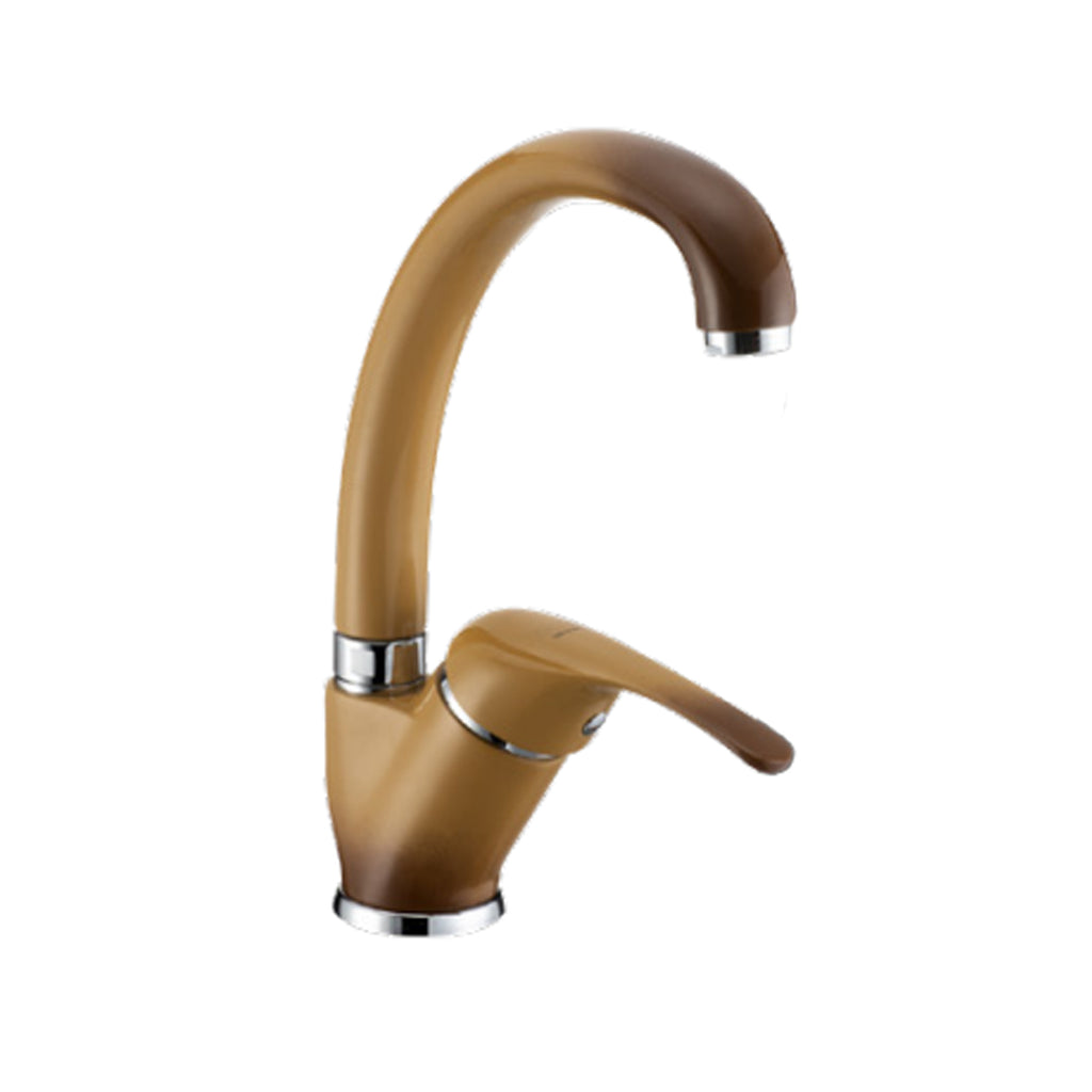 Miscelatore monocomando lavabo cucina con bocca girevole terra di Francia opaco