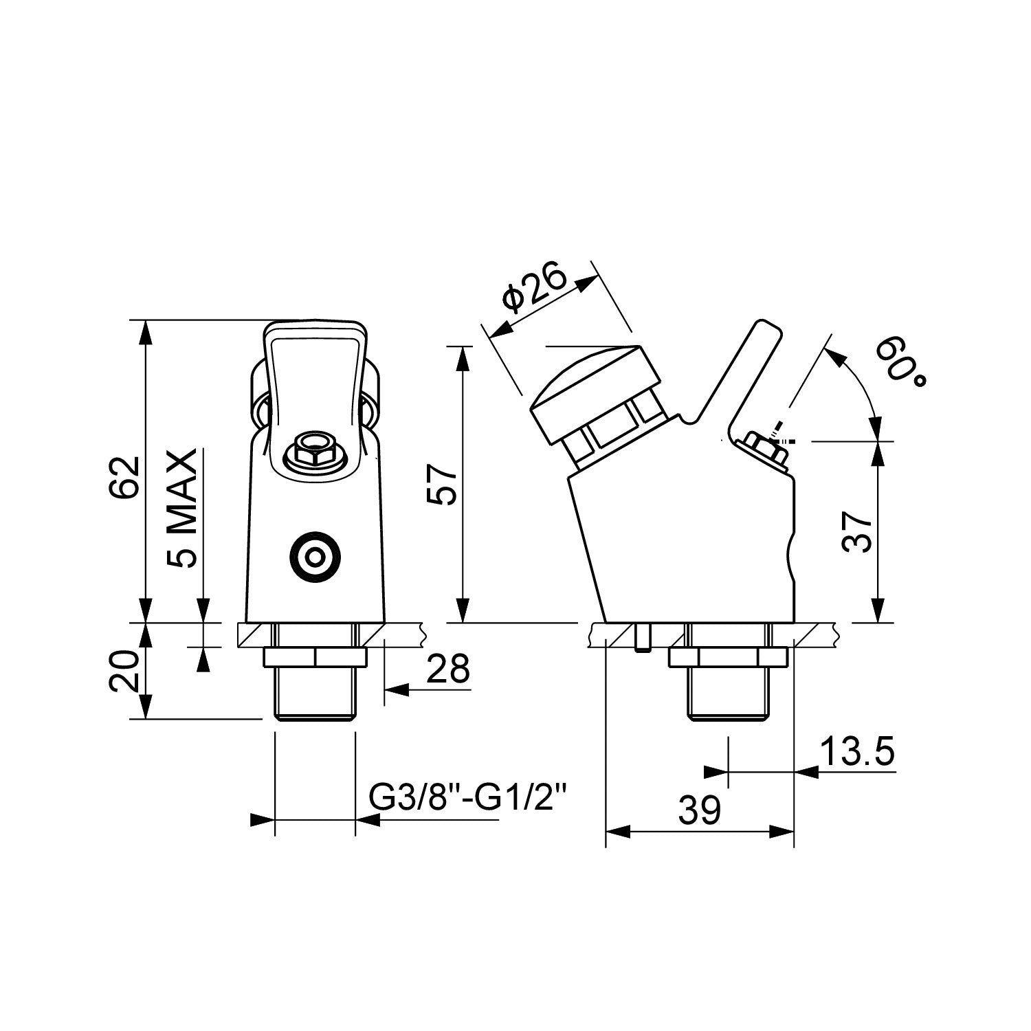 Rubinetto per fontanella con getto parabolico regolabile Mcm Rubinetterie