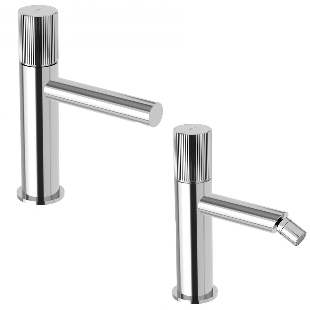 Set di miscelatori lavabo e bidet con scarico click clack Paffoni Jo Cromato