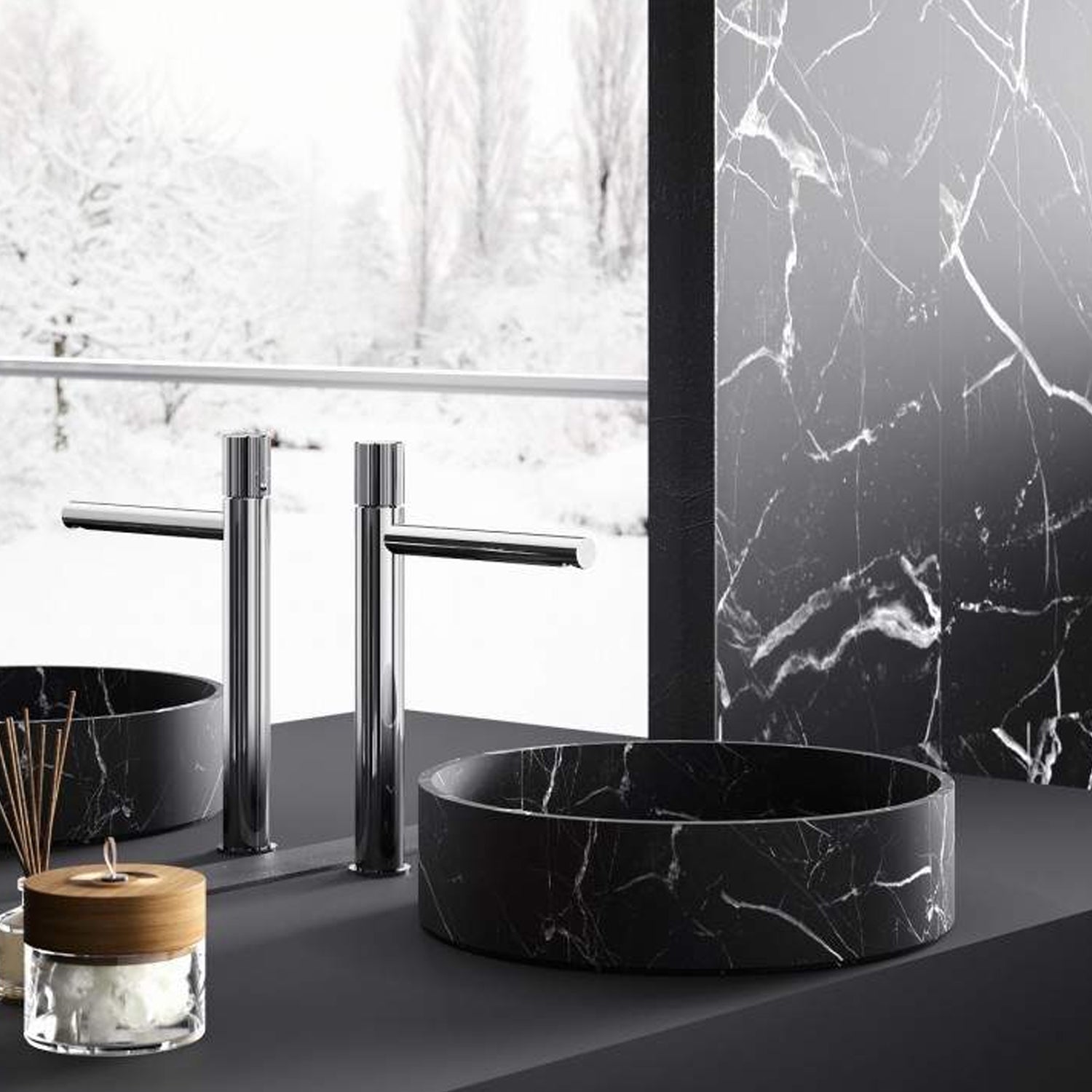 Set di miscelatori lavabo alto e bidet con scarico click clack Paffoni Jo Cromato