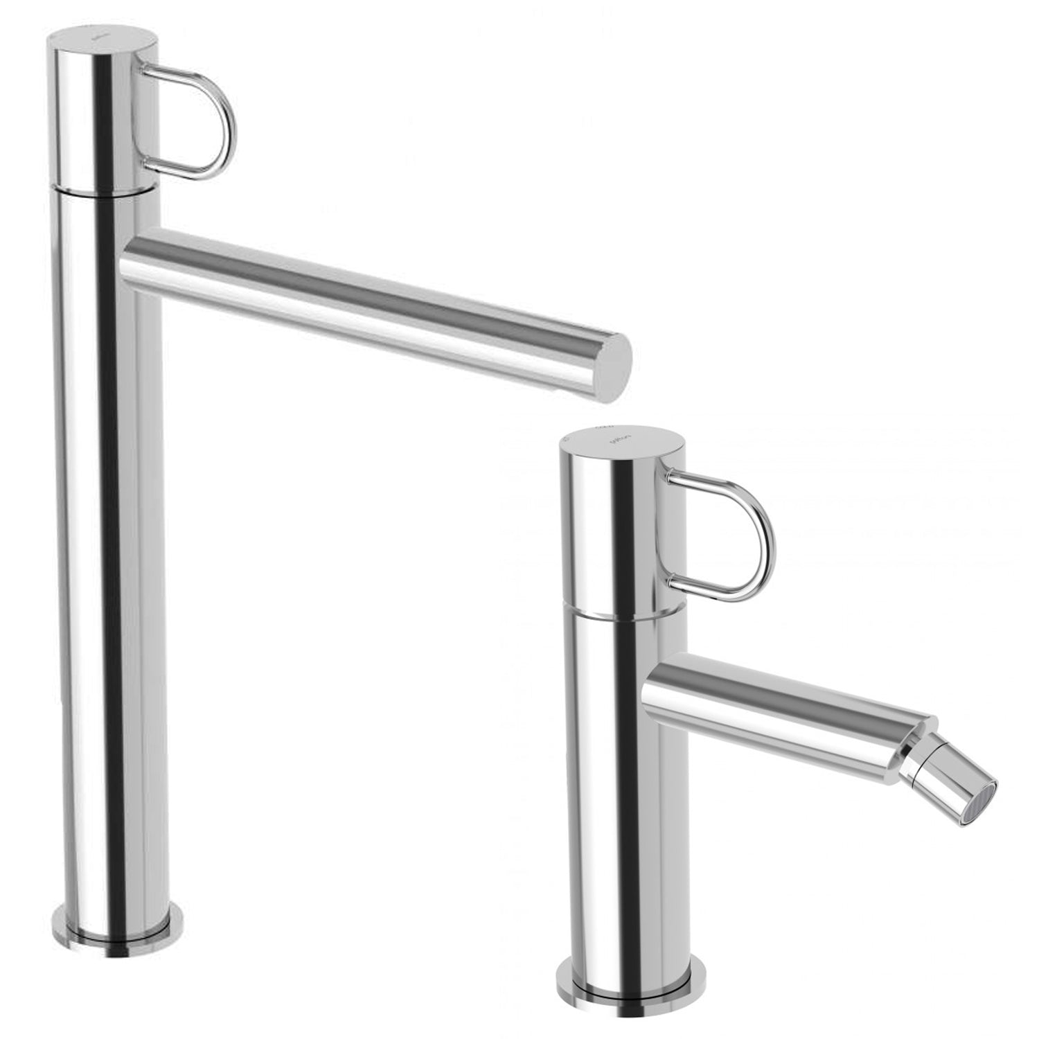 Set di miscelatori lavabo alto e bidet con scarico click clack Paffoni Jocker cromato