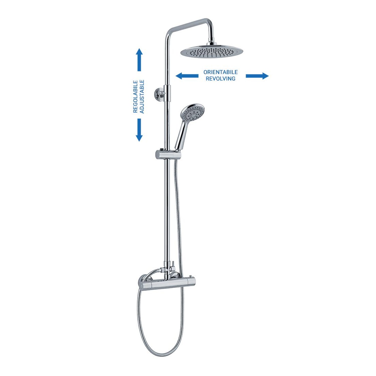 Colonna doccia C15 regolabile con deviatore MX1E e soffione 25cm