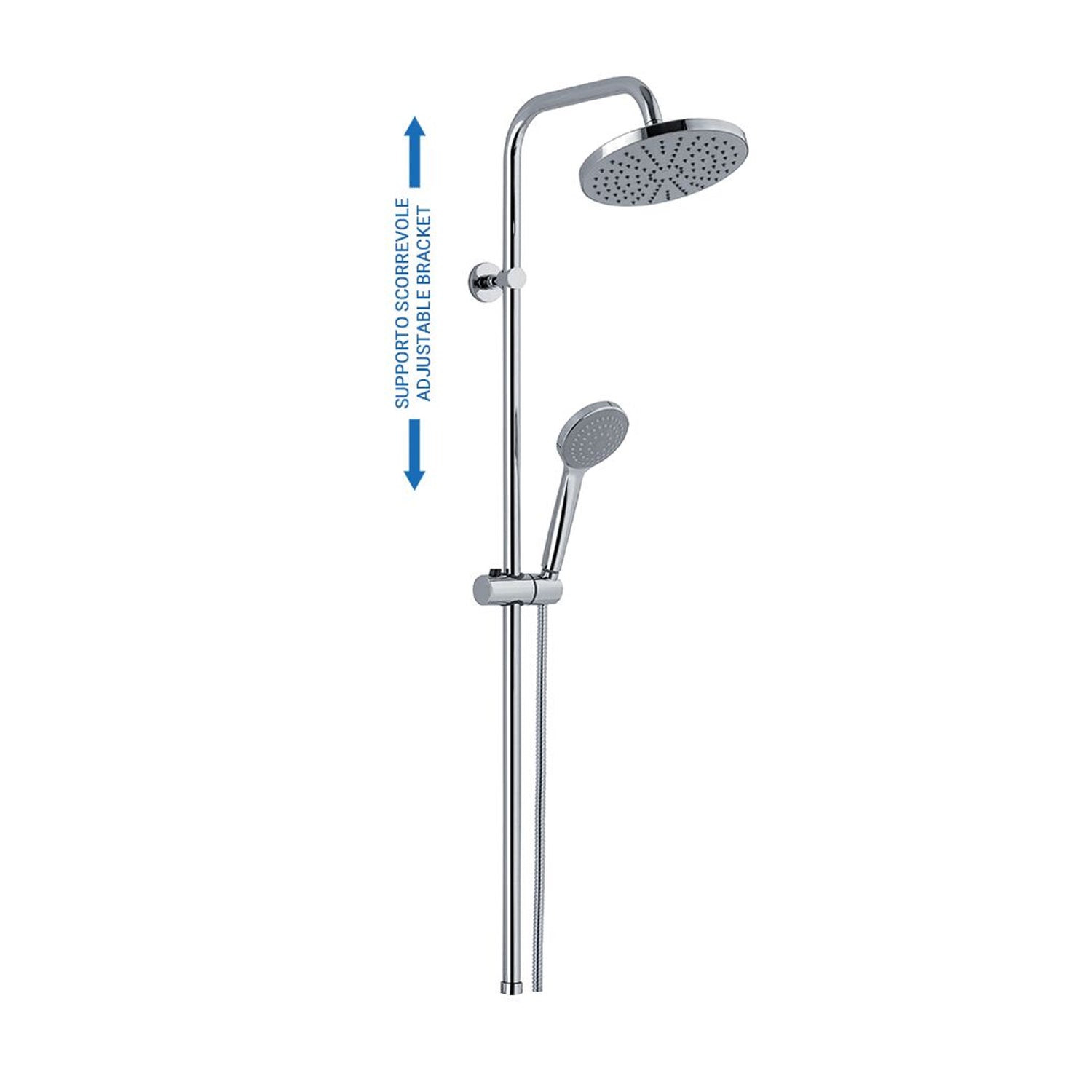 Colonna doccia C14 supporto scorrevole con attacco 3/4F e soffione 20cm