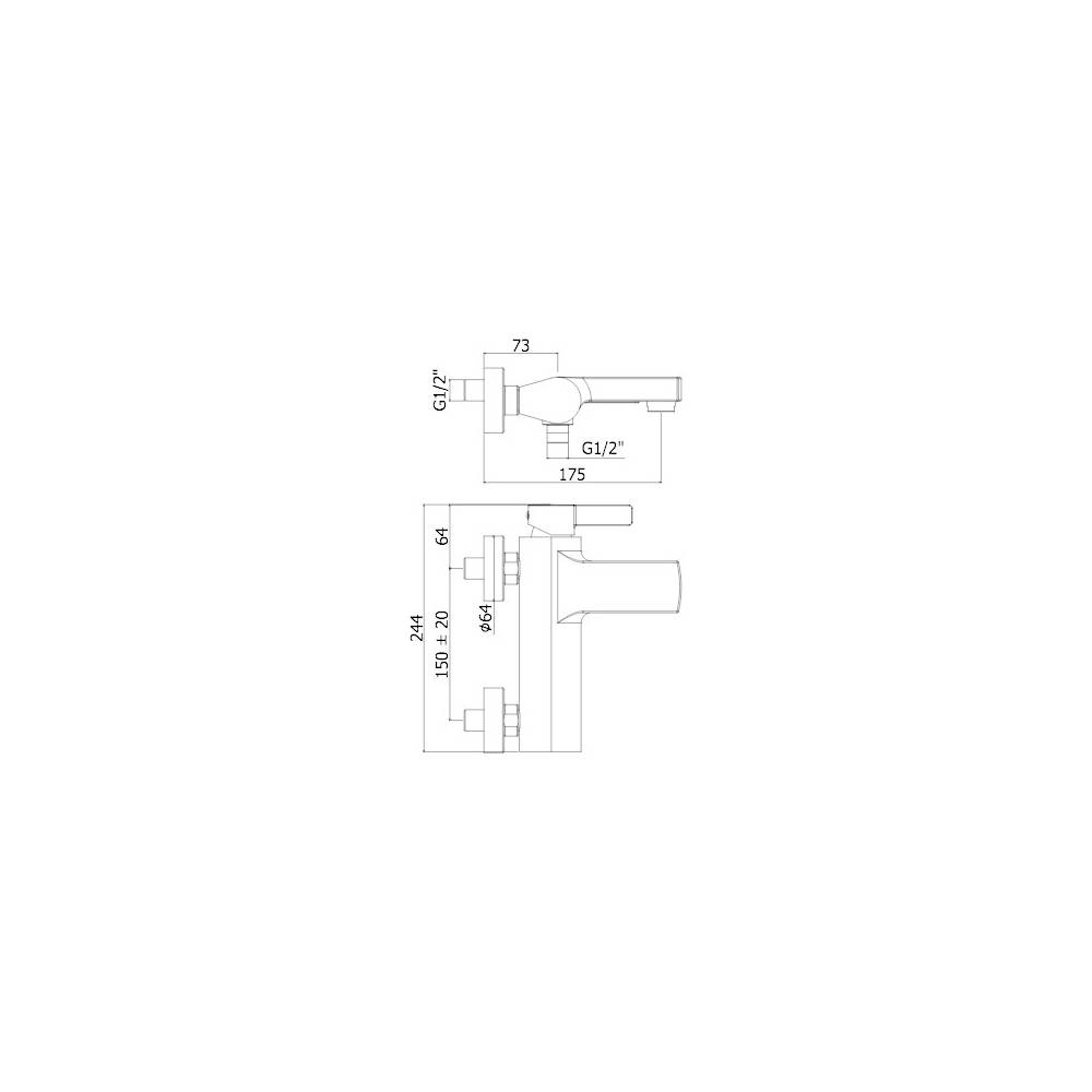 Miscelatore vasca a parete con duplex serie Rock modello RO023ST Steel looking Paffoni