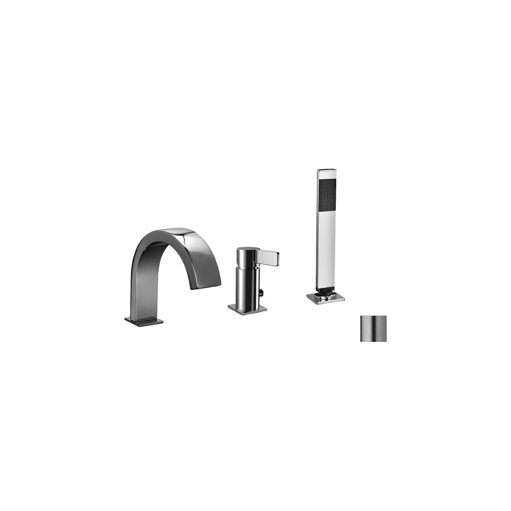 Miscelatore bordo vasca serie Rock modello RO040ST con bocca a cascata e duplex Steel looking Paffoni