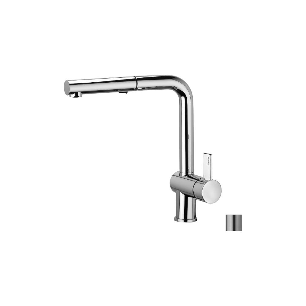 Miscelatore cucina con doccetta estraibile serie Rock modello RO285ST Steel looking Paffoni