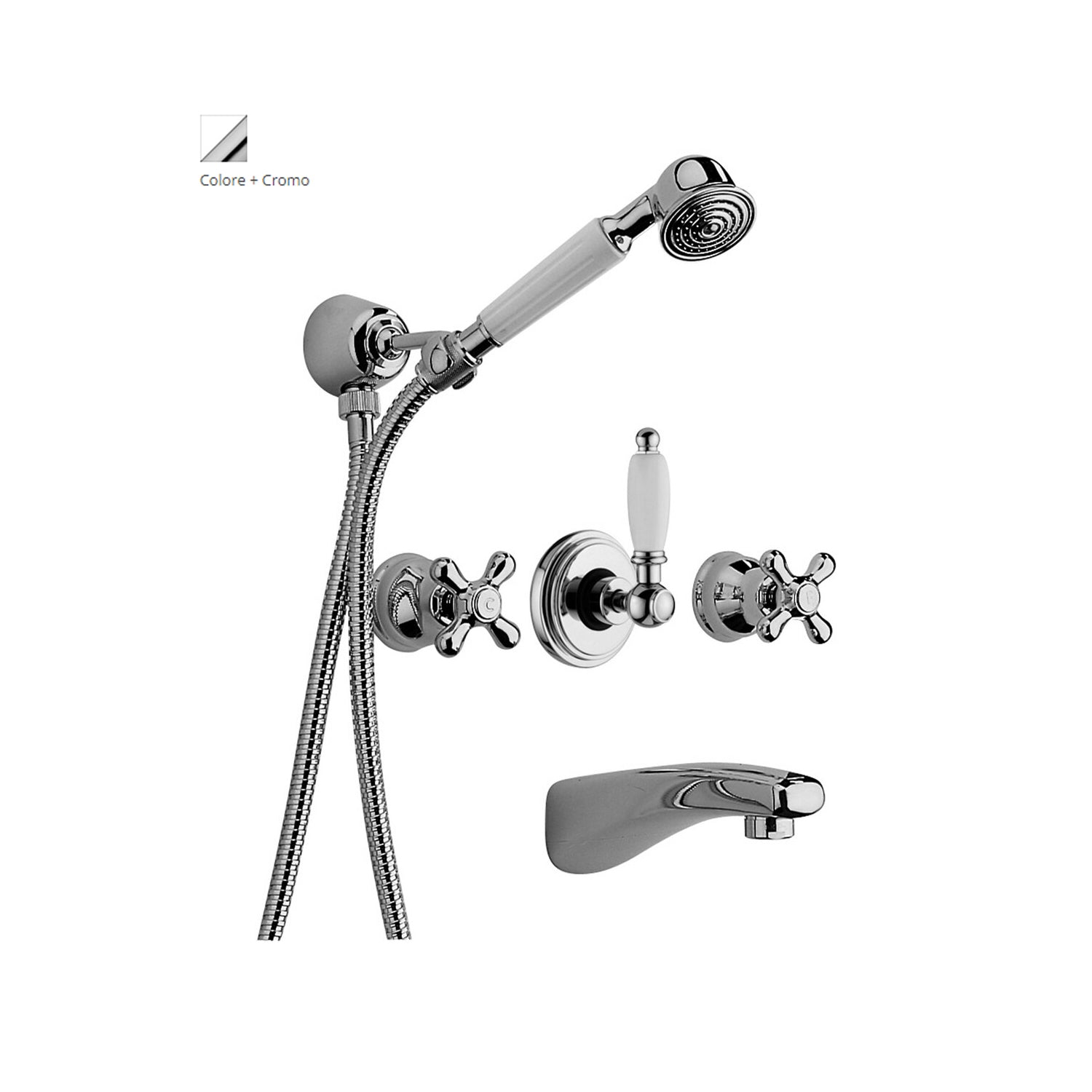 Gruppo vasca/doccia incasso con doccino Paffoni serie Iris - Bianco