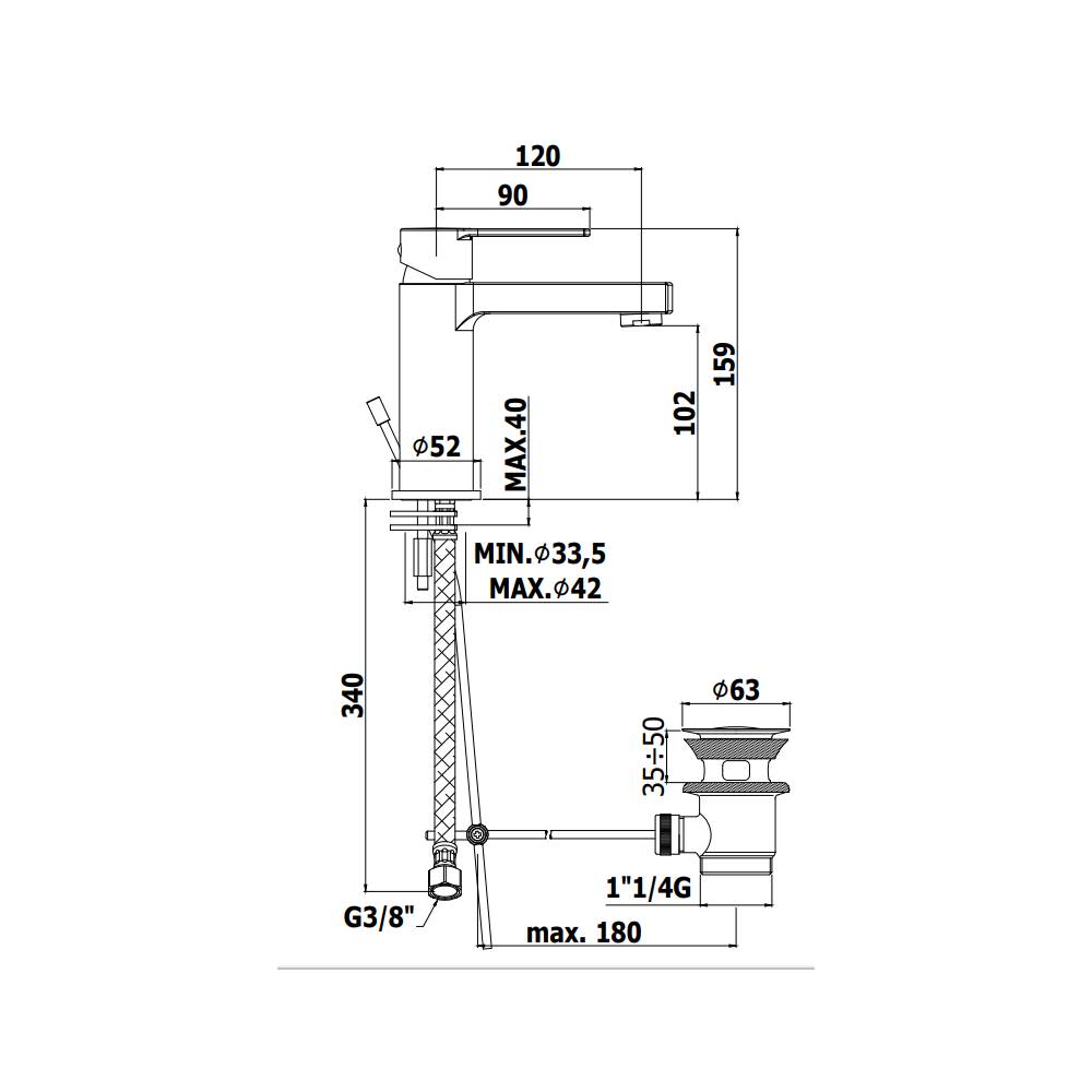 Miscelatore lavabo con scarico clic clak serie Ringo modello RIN071KCR cromo Paffoni