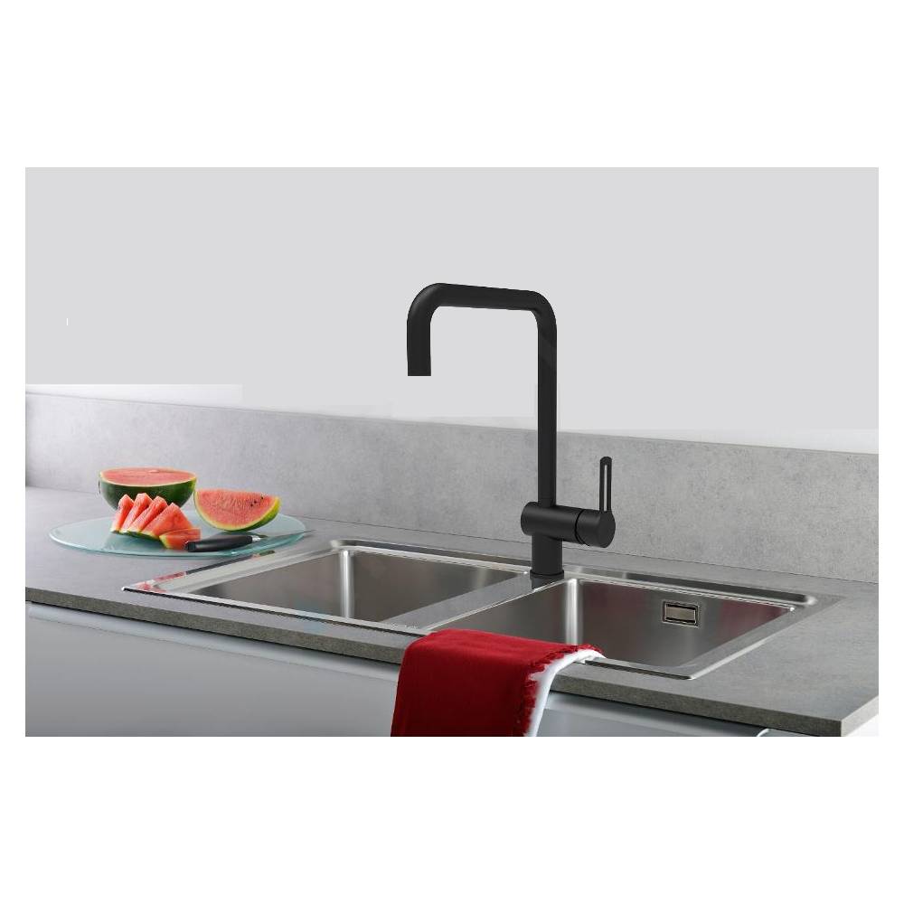 Miscelatore lavello canna tubo 2 Pieghe serie Ringo modello RIN980NO nero opaco Paffoni