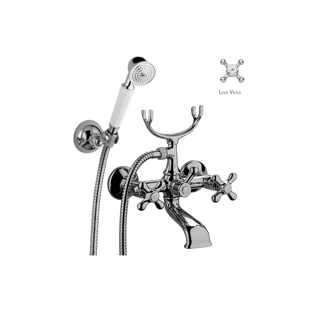 Gruppo vasca/doccia lusso con deviatore Paffoni serie Viola con flessibile 1500 mm - Cromato
