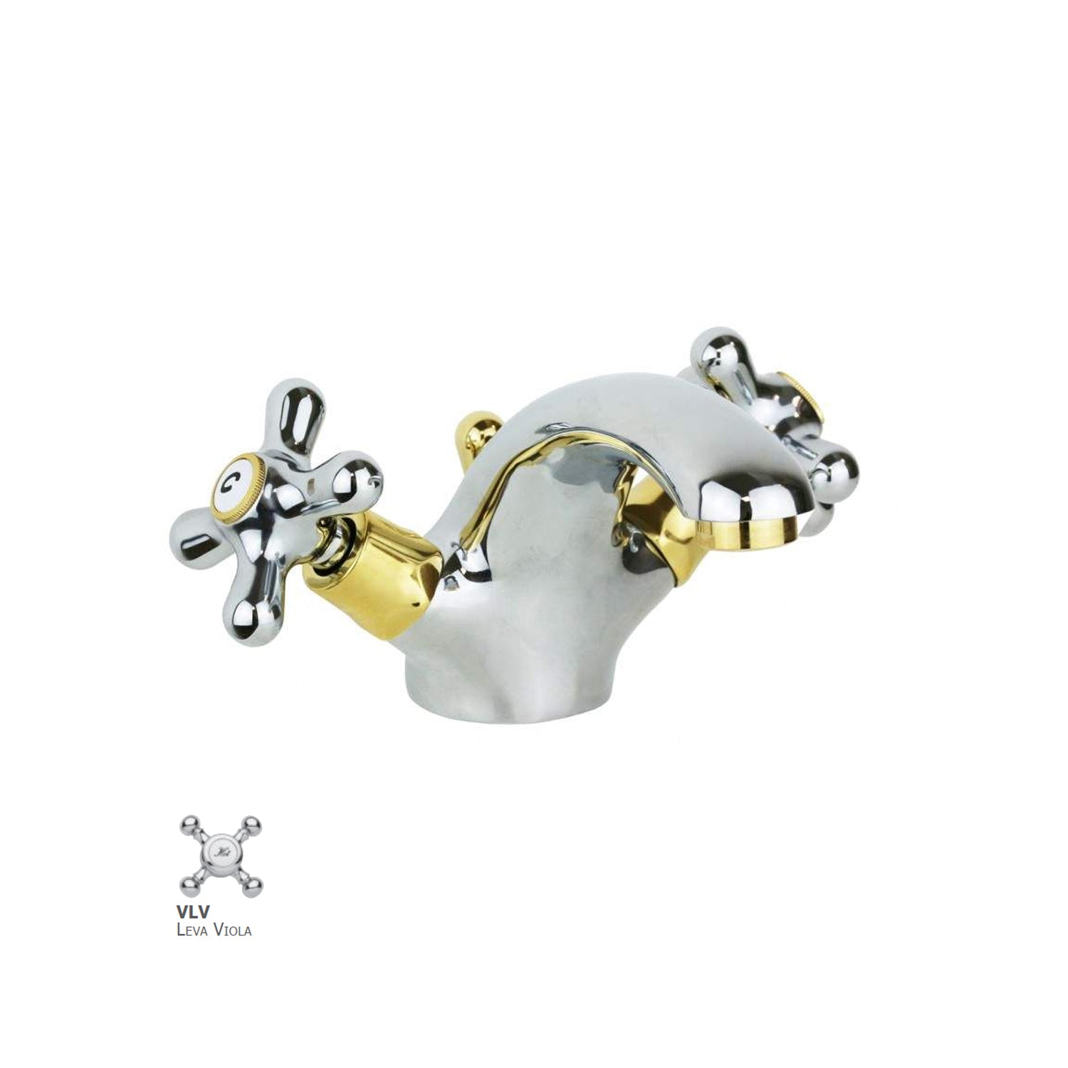 Monoforo lavabo con scarico automatico Paffoni serie Viola - Cromo/Gold finish