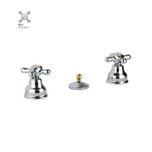 Batteria bidet con scarico automatico Paffoni serie Viola - Cromo/Gold finish