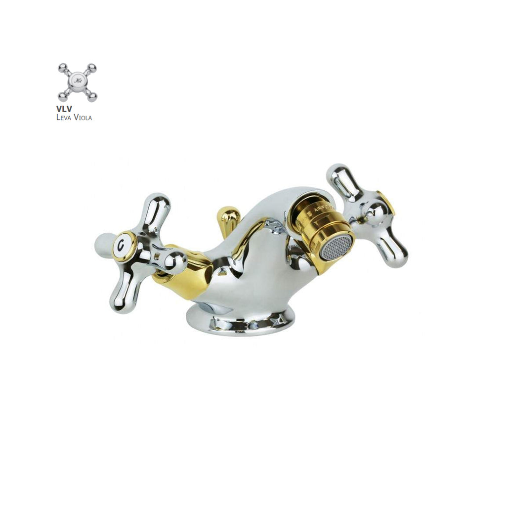 Monoforo bidet Retrò con scarico automatico Paffoni serie Viola - Cromo/Gold finish