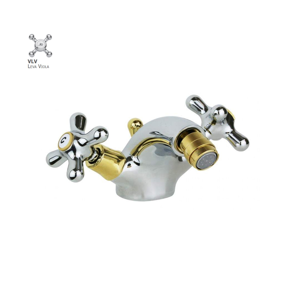 Monoforo bidet con scarico automatico Paffoni serie Viola - Cromo/Gold finish