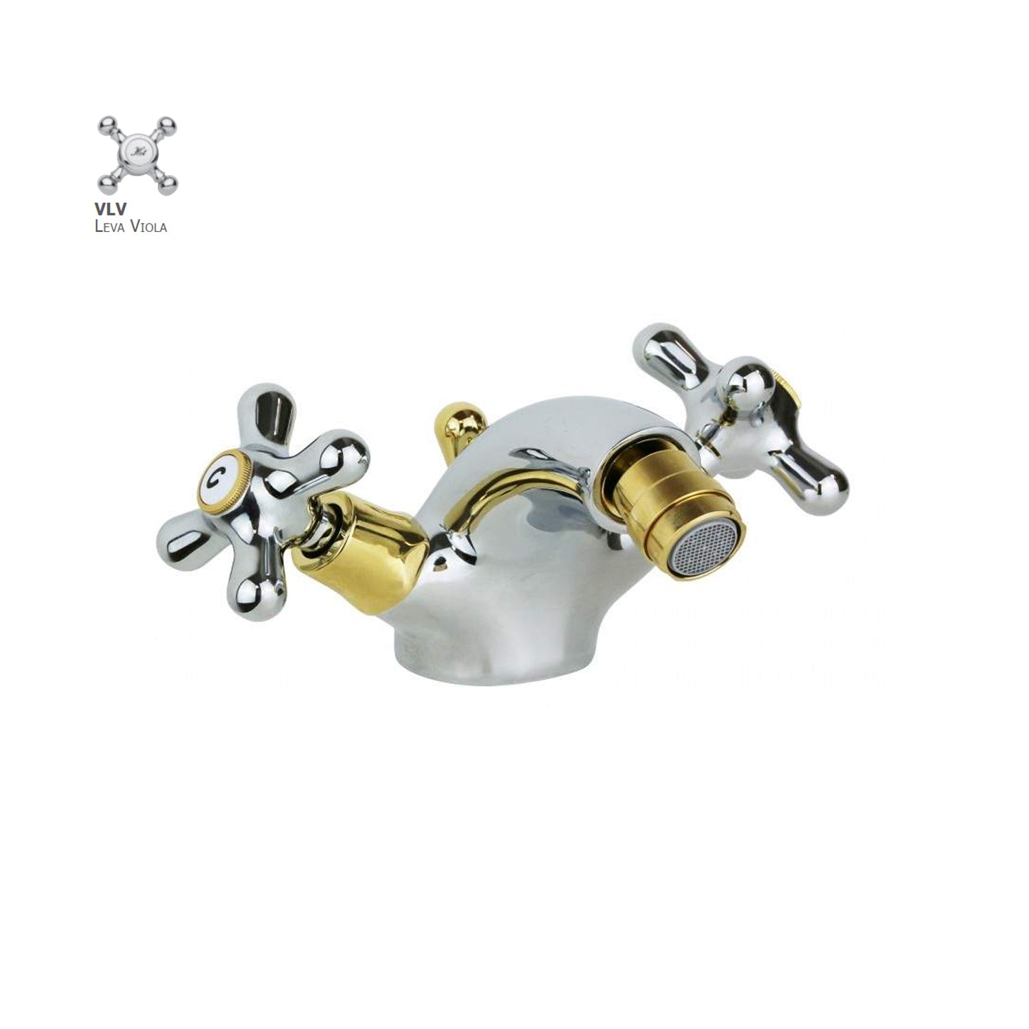 Monoforo bidet con scarico automatico Paffoni serie Viola - Cromo/Gold finish