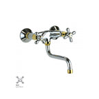 Gruppo lavello a muro con canna "S" orientabile Paffoni serie Viola - Cromo/Gold finish