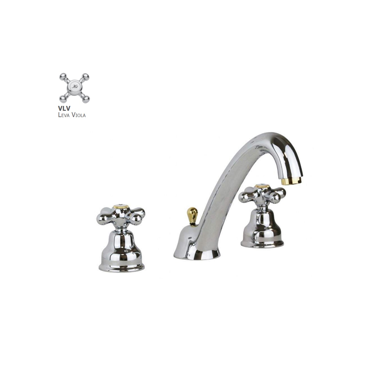 Batteria lavabo a 3 fori senza scarico Paffoni serie Viola - Cromo/Golf finish