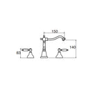 Miscelatore bidet bocca antica in ottone cromato con manici bianchi collezione King Keller Taps - 3 fori