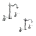 Kit miscelatori lavabo e bidet in ottone cromato bocca antica collezione King Keller Taps - 3 fori per ognuno