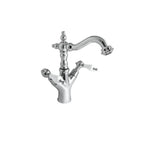 Kit miscelatori lavabo+bidet+doccia in ottone cromato e manici bianchi collezione King Keller Taps