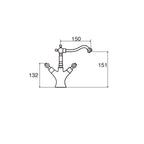 Kit miscelatori lavabo+bidet+doccia in ottone cromato e manici bianchi collezione King Keller Taps