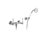 Kit miscelatori lavabo+bidet+doccia in ottone cromato e manici bianchi collezione King Keller Taps