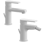 Kit miscelatori lavabo e bidet Rubinetterie Mariani linea Artic Bianco Opaco con scarico