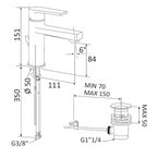 Miscelatore lavabo Rubinetterie Mariani linea Artic Nero Opaco con scarico