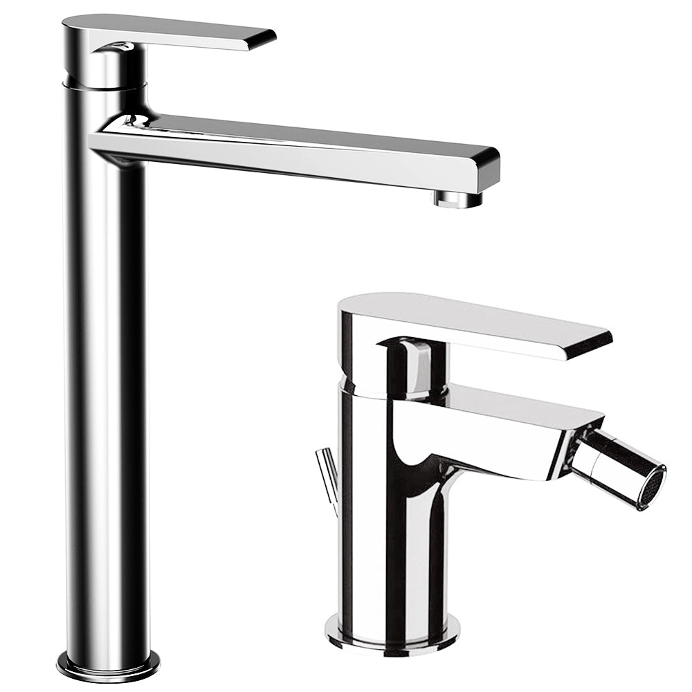 Kit miscelatori lavabo alto e bidet Rubinetterie Mariani linea Artic Cromo