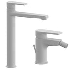 Kit miscelatori lavabo alto e bidet Rubinetterie Mariani linea Artic Bianco Opaco