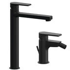 Kit miscelatori lavabo alto e bidet Rubinetterie Mariani linea Artic Nero Opaco