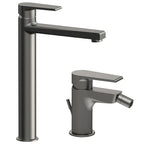 Kit miscelatori lavabo alto e bidet Rubinetterie Mariani linea Artic Nichel Nero Spazzolato