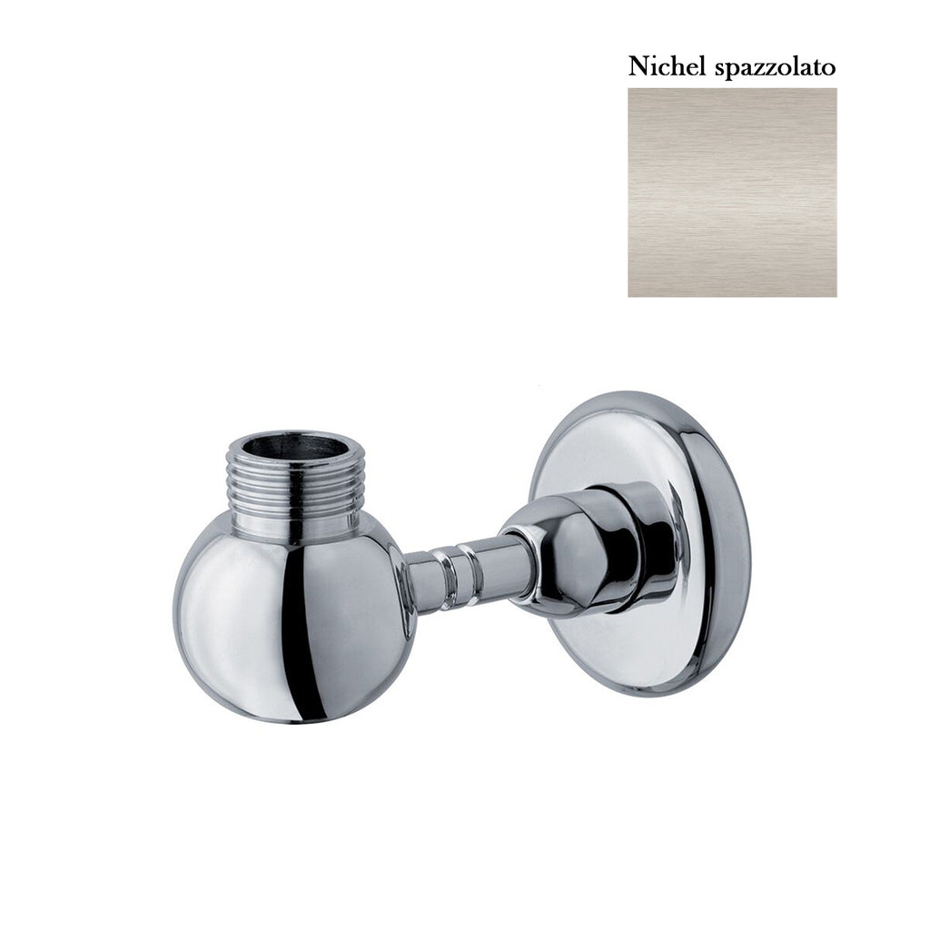 Supporto inferiore tondo con presa acqua per colonna doccia nichel