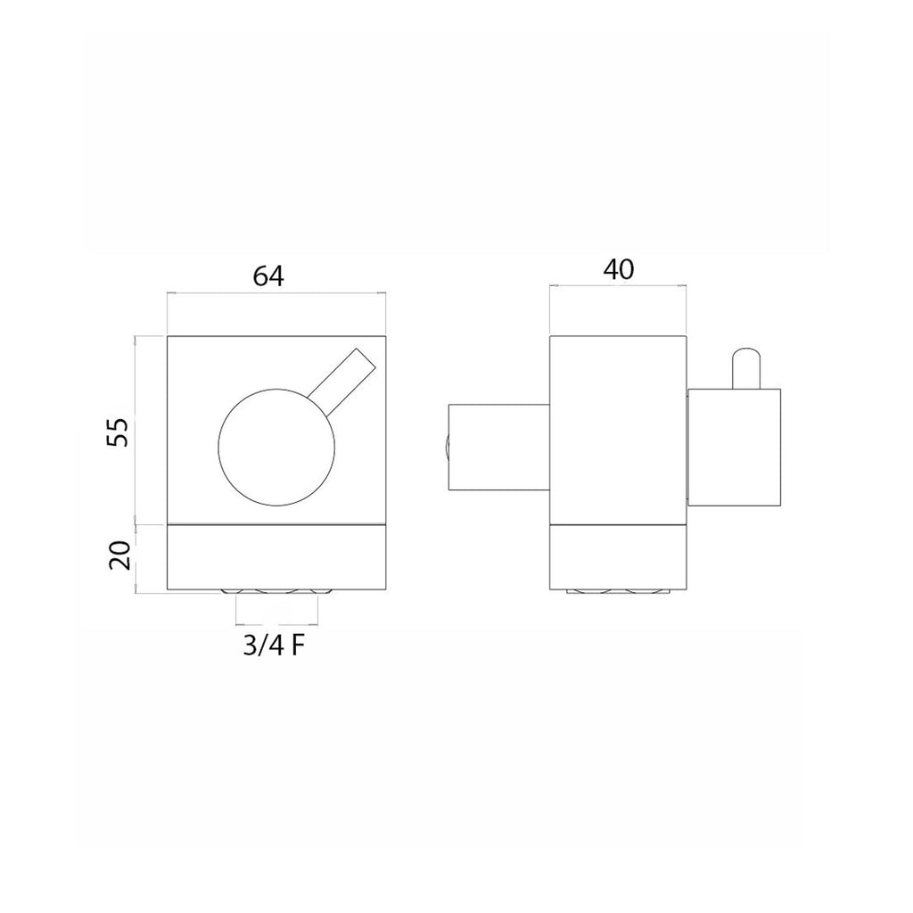 Deviatore con attacco 3/4F e 1/2M cromo colonna C51