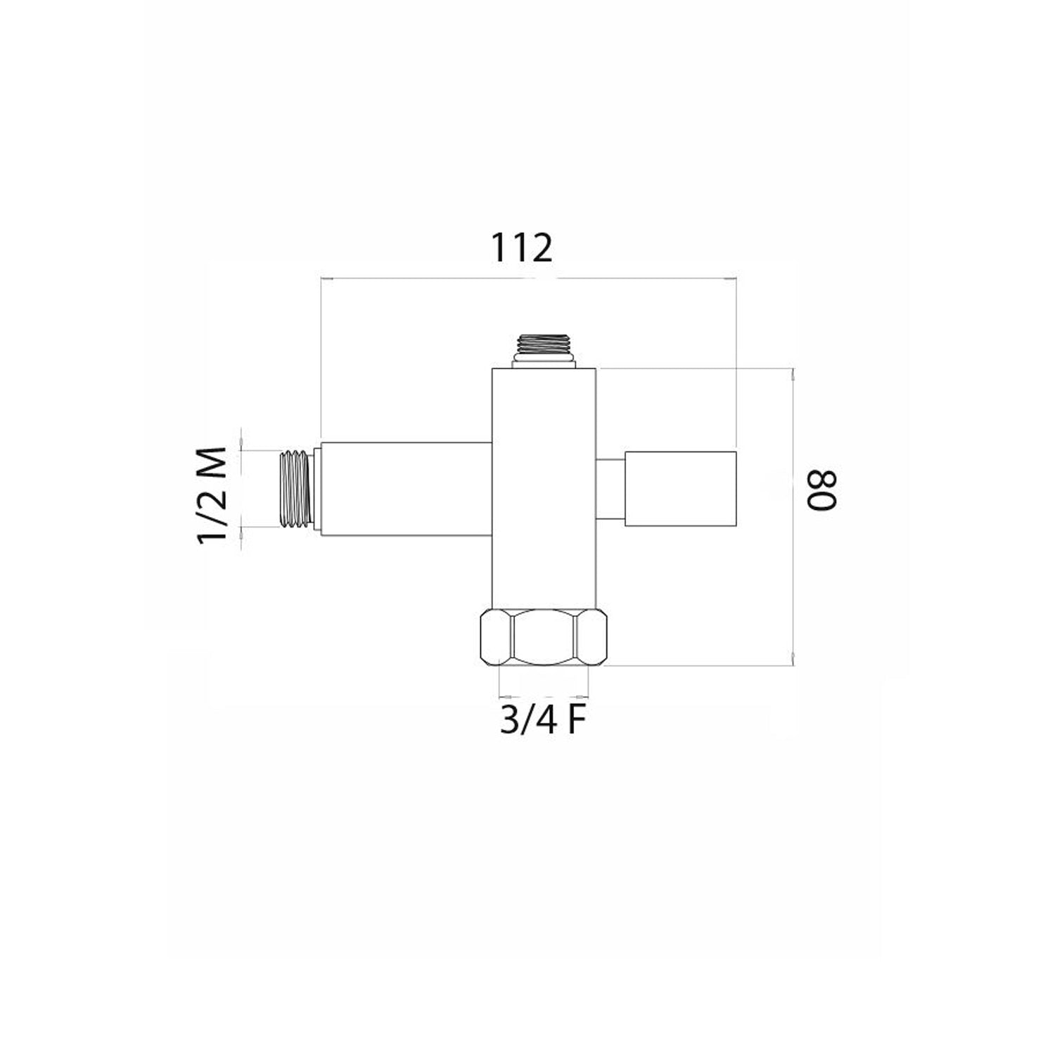 Deviatore con attacco 3/4F e 1/2M cromo colonna C56/57/59
