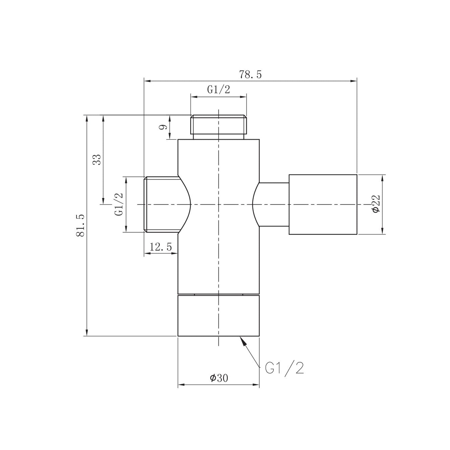 Deviatore con attacco 1/2F e 1/2M cromo
