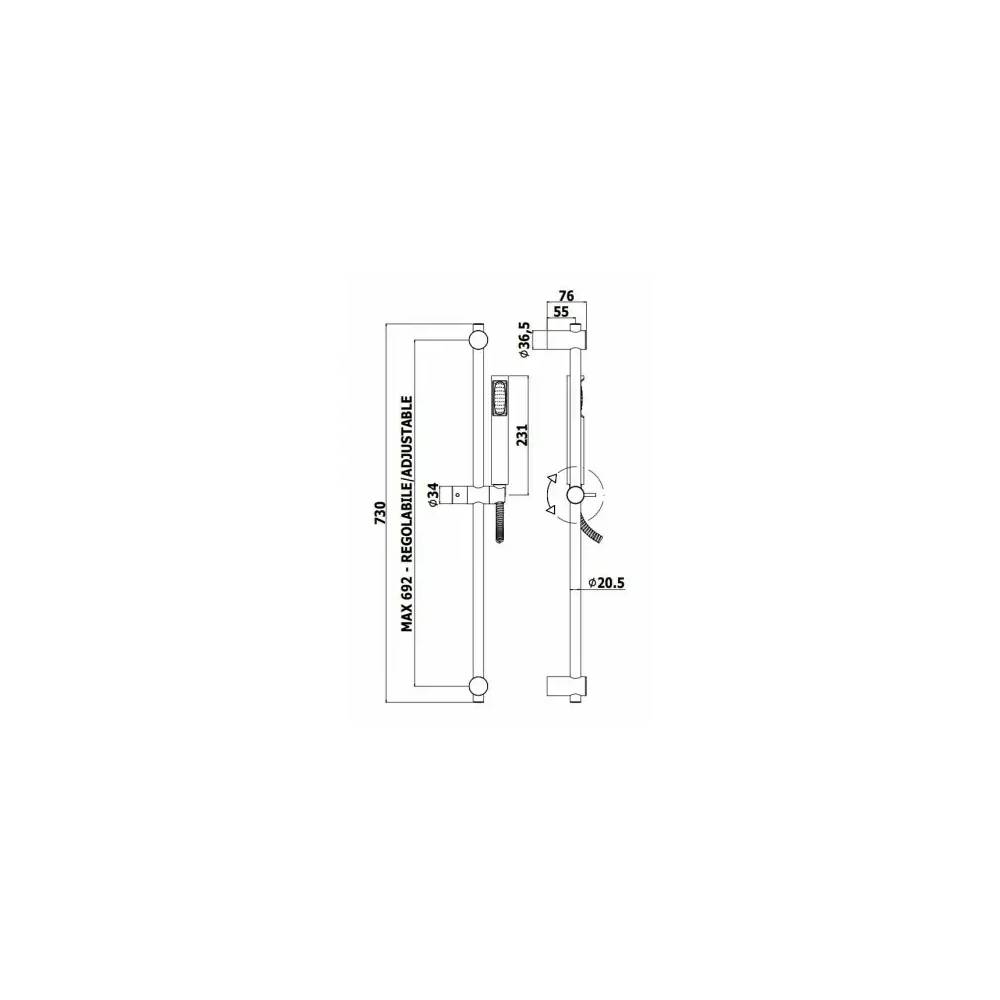 Set saliscendi doccia tonda minimale con miscelatore doccia Berry e presa d'acqua tonda a muro Paffoni